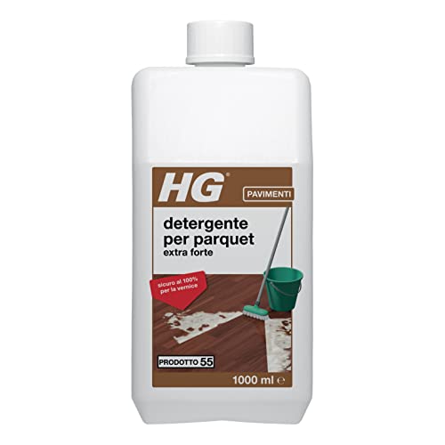 HG Detergente Forte per Parquet (HG n. 55), Profumazione Fresca, Rimuove Sporco e Smalti e Pellicole Protettive, 1 L (210100108)