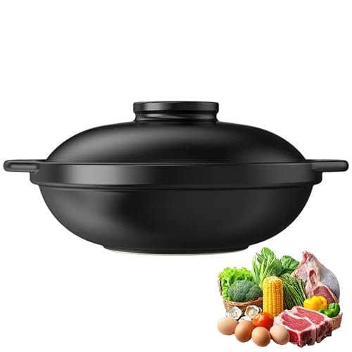 Cacerola de cerámica de un cuarto de galón, cacerola con tapas, olla de sopa, cacerola redonda cubierta, bandeja para hornear con tapa para cena, juego de utensilios de cocina de cacerolas profundas