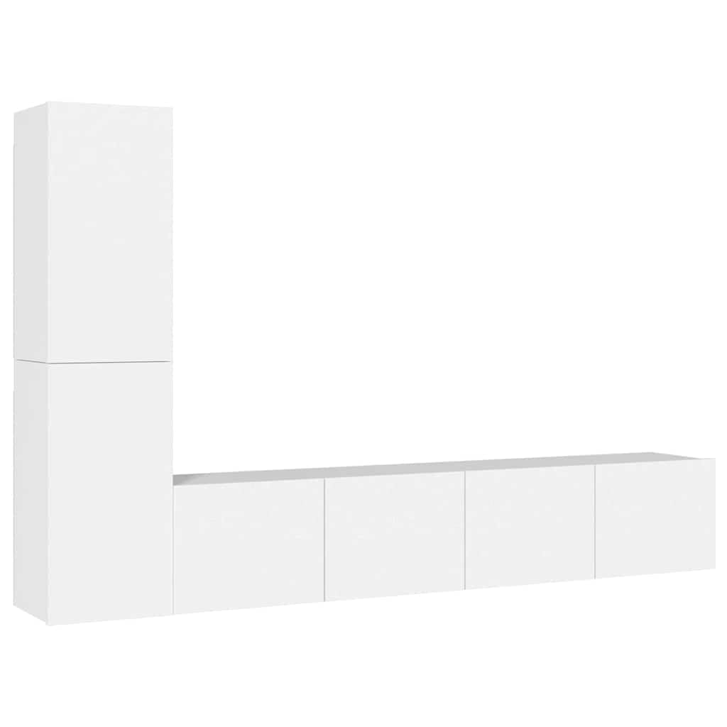 4-TLG TV-Schrank Set Wandmontage Weiß Holzwerkstoff
