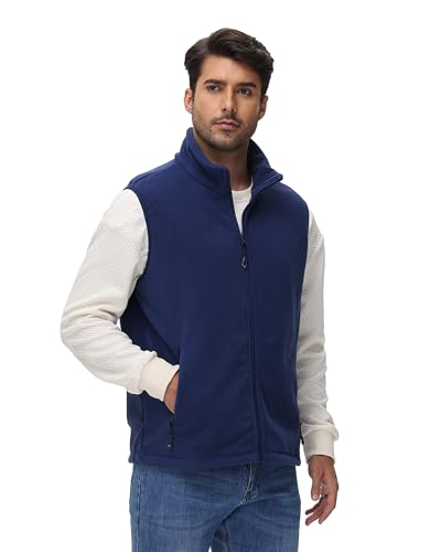 Men's Fleece Vest Full Zip Polar Fleece Sleeveless Jacket Lightweight Outerwear Golf Vests with Zipper Pockets4