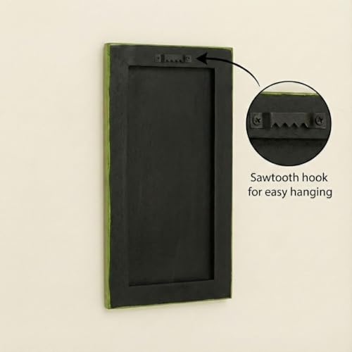Image of Tropical Green Handpainted Wooden Mirror | Handcrafted Arch Design with Floral Motifs | Rajasthani Traditional Jharokha Style Mirror | Framed Wall Hanging for Home, Bedroom |18x9.5 Inch