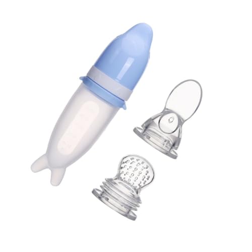 SOPOTUTU シリコン製ベビー食材ディスペンシングスプーン 吸いやすいフィーダーボトル ボトムスタンド付き 子供用 お出かけや旅行に