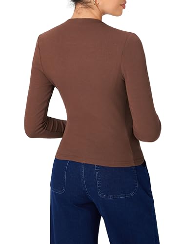 CIDER Mock Neck Tops for Women Trendy Ruched Long Sleeve Shirts Solid Basic Tee Slim Fit Fall Tops3