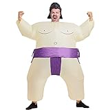 Rafalacy Inflatable Sumo Wrestler Suit Costume for Adult Blow up Halloween Costume Party Fat Suit Fancy Families Member Game (Purple Sumo)
