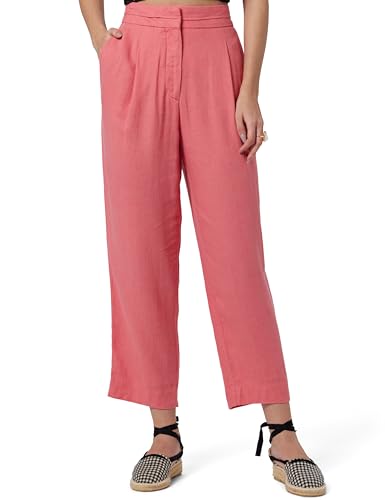 Image of Marks & Spencer Linen Mix Plain Comfort Fit Trousers