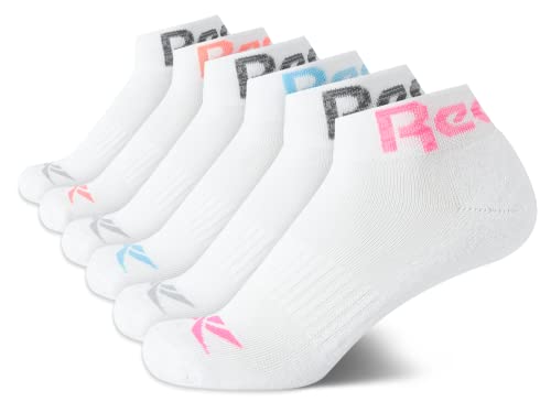 Image of Reebok Womens Quarter Socks 6 Pack Comfort Cushioned Athletic Socks | Moisture-wicking Fabric Keeps Feet Dry, Flexible Knit Hugs the Arch, Plush Footbed Absorbs Shock