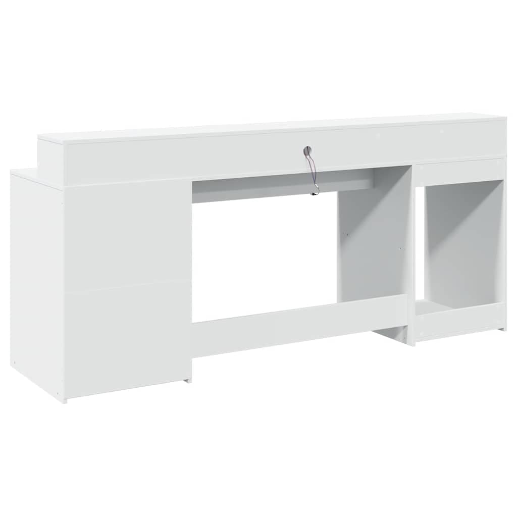 vidaXL Biurko z podświetleniem LED, białe, 200x55x91 cm