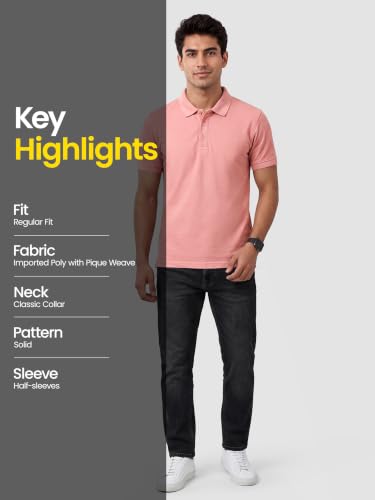 Image of Beyoung Imported Poly Regular Fit Solid Polo Tshirt for Men | Collar Tshirt | Half Sleeves | Solid Casual T-Shirt