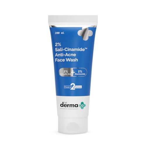 Image of The Derma Co 2% Sali-Cinamide Anti-Acne Face Wash | With 2% Salicylic Acid & 2% Niacinamide I Treats Active Acne & Fades Marks I For Oily & Combination Skin I Power of 2 Actives | For Men & Women | 200 ml