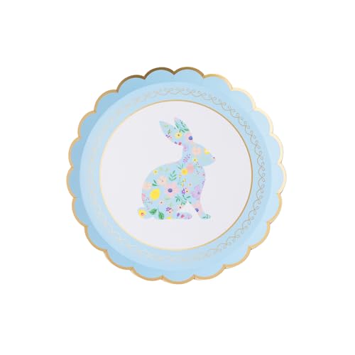 Bonjour Fête Easter Bunny Pastel Floral Paper Party Small Plates | Premium Party Supplies | Spring Parties, Easter Brunch, Garden Gatherings, Baby Showers, & Kids Celebrations | Pack of 8, 8.5