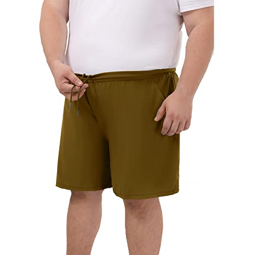Rosemmetti Mens Athletic Shorts 7 Inch Big And Tall Lightweight Gym Workout Sport Tennis Shorts With Zipper Pockets(03919 Brown/3Xlb) #TOP3