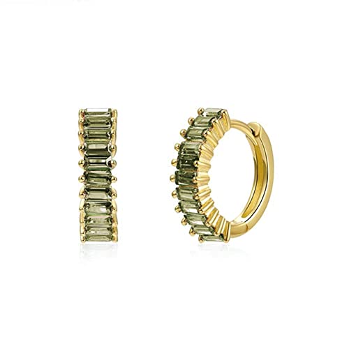 Boucles d'oreilles à Tige en Argent 925 avec Zircone Baguette Éclatant