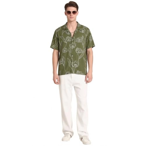 Image of LSD Men's Printed Casual Shirt - Half Sleeve Cuban Collar Regular Fit Trendy Stylish Viscose Shirt for Men, Office Party