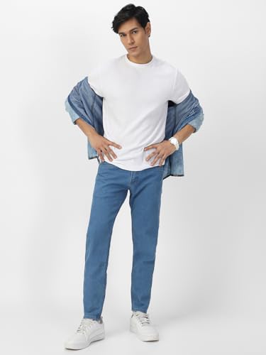 Image of Urbano Fashion Men's Slim Fit Mid Rise Washed Jeans Stretchable