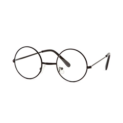 Black (41mm) Frame Clear Lens Circular Sunglasses2