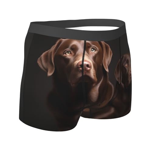 Brown Labrador Retriever Men's Boxer Briefs with Fly Moisture-Wicking Underwear Comfortable Breathable Trunks Boxers3