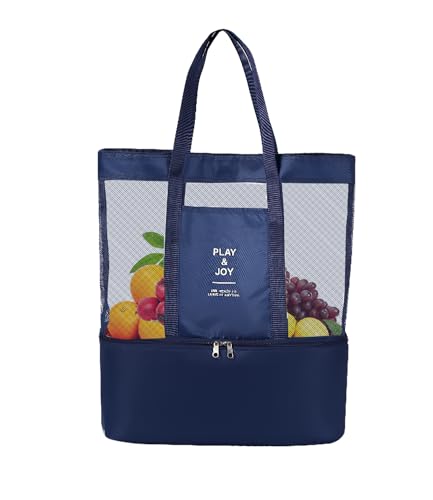 Mesh Beach Bag with Cooler – Holds 12 Cans Cola