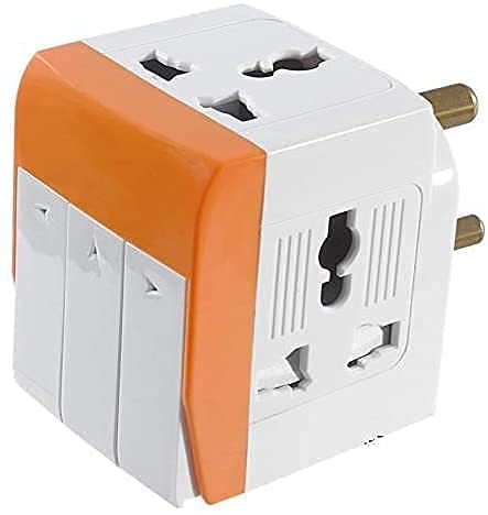 SPECULO 3 Pin Multi Plug Socket-Universal Travel Adapter with Individual Switch Safety Shutter LED Indicator-3 Way Plug Extension for Home Office Travel-5A-250V- Any Colour as per Availability (3 Way Plug)