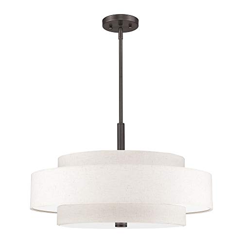 Livex Lighting Fabric Shade 52138-92 Meridian 5 Light English Bronze Pendant