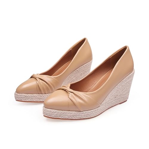 Aceptolcom Women's Closed Toe Wedges Pumps Comfort Casual Pointed Toe Slip On Wedge Espadrilles Platform Heels Dress Shoes for Party Work Evening