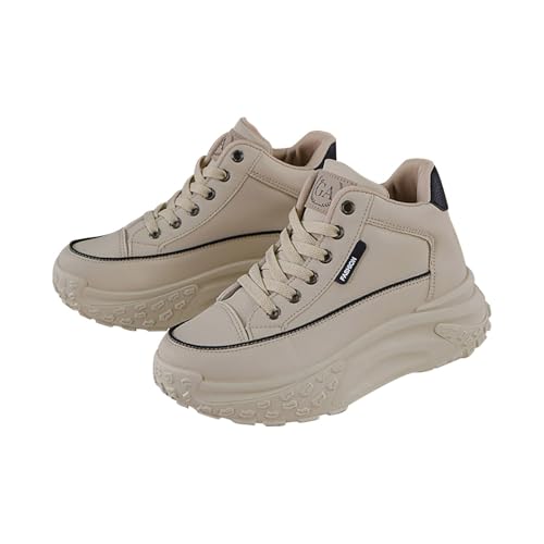 Generisch Zapatillas de mujer con suela gruesa de moda, zapatillas casuales de plataforma de alta plataforma, zapatos de cordones cómodos, zapatos de mujer Elevate, zapatillas deportivas casuales