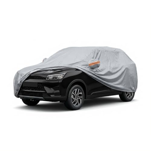 Image of myTVS 100% Waterproof Car Body Cover for Mahindra XUV400 - Custom-Fit, Double-Layer, UV & Dust Proof, Mirror Pockets & Elastic Clip Lock (CSK 7B)