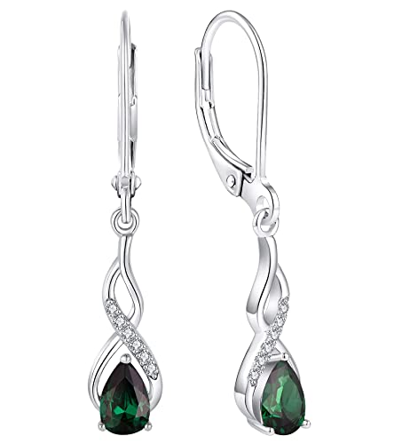 YL Unendlichkeit Ohrringe 925 Sterling Silber Mai Geburtsstein Smaragd Ohrringe für Damen