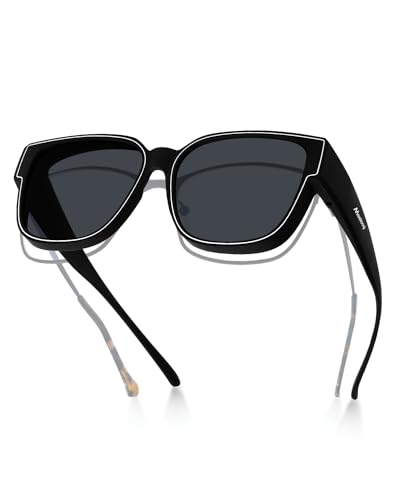 Meeloog Polarized Fit Over Glasses Sunglasses, Square Lightweight Wrap Around Shades For Women MST0898