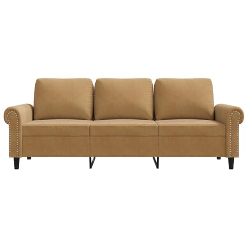MOBCANT 3-Sitzer-Sofa Braun 180 cm Samt Wohnlandschaft Couch Couchgarnitur Schlafsofa für Wohnung Schlafzimmer Büro Empfangsraum – Bild 6