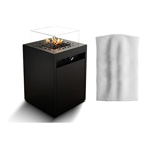 Planika Square Decorative Fire Pit for Garden with Protective Cover - Gas Operated in Black - Fireplace Patio Heater -, GO-SQ-00-K1 Cover