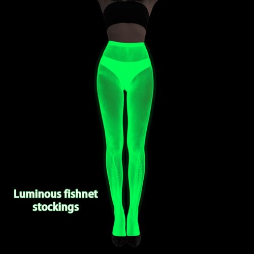 Image of Glow in the Dark Fishnet Stockings, High Waist Sexy Tights Party Stockings for Womens Girls