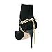 Women Fashion Boot Bracelet Bling Metal Chain Biker Shoe Black Circle Charm Tassel Gold