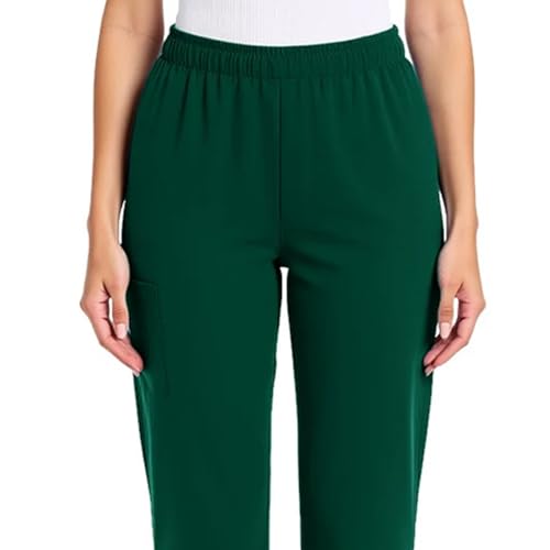 Image of Scrub Pants for Women Drawstring Waist with Straight Leg High Waisted Solid Color Soft Breathable Pants with Pockets