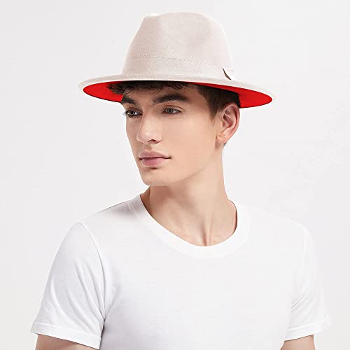 Image of Classic Fedora Hat Flat Top Hat Felt Pork Pie Hat Wide Brim Church Derby Cap for Women and Men