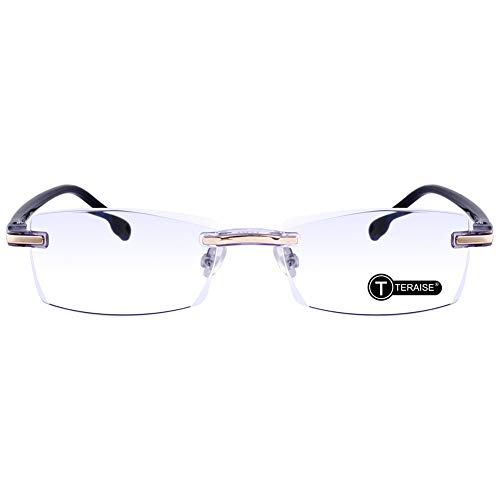 TERAISE Randlose Lesebrille Mode Diamant Schneiden Design Anti-müdigkeit Klare Linse Brillenleser für Männer(1.5x) TERAISE Randlose Lesebrille Mode Diamant Schneiden Design Anti-müdigkeit Klare Linse Brillenleser für Männer(1.5x)