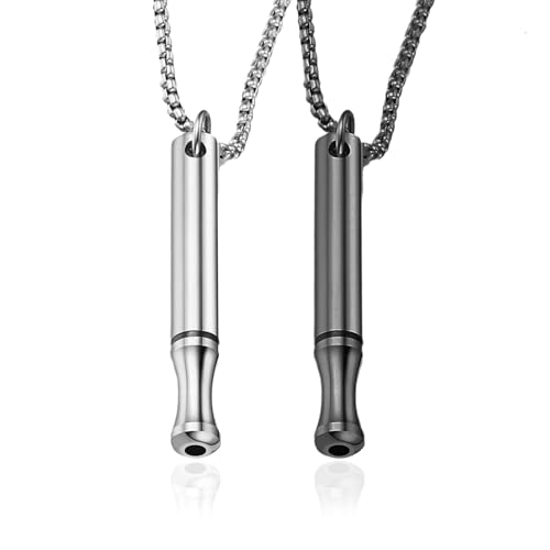 2 Stück Rauchentwöhnung Hilfsmitte,V2 Halskette Rauchfrei Original,Atemkette Rauchfrei Hilfsmittel Raucherentwöhnung Kette mit Pfeif,Angst Atemhalskette mit Widerstand,Gegen Rauchen Aufhören Necklace