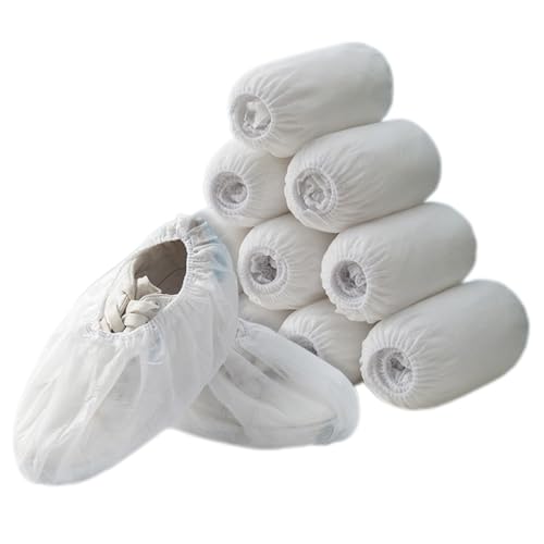 xutong 100 Piezas 50 pares Desechables Cubiertas de Botas Blanco Buen Ajuste y sin Frustraciones Desechables,impermeable a prueba de polvo fundas de zapatos para pisos, Transpirables y Ajustables
