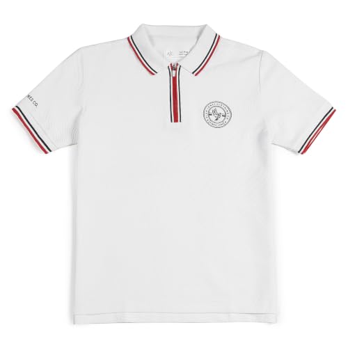 Image of Alan Jones Clothing Boys Cotton Polo T-Shirt | Honeycomb Knit Fabric |Regular Fit Half Sleeve Zip Polo Neck |Casual & Sports Wear | Sizes 6-16 Years