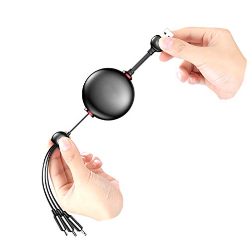 YIJIAOYUN Cable de Carga USB retráctil de 3,3 pies, 3 en 1, Micro USB Tipo C, multicargador, Compatible con Samsung, Moto, Blackberry, Nokia, LG, Apple XS XR X 8 7 6S 6 Plus 5s 5