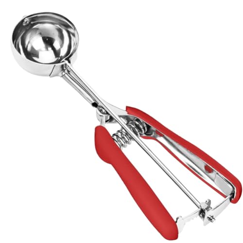 Ice Cream Scoop, 18/8 Stainless Steel Cookie Scoop, Cookie Scoops for Baking, 4 Tbsp/ 60 ml/ 2 oz Cookie Dough Scoop, Ice Cream Scooper with Trigger Release, Cookie Scooper for Baking(Red)
