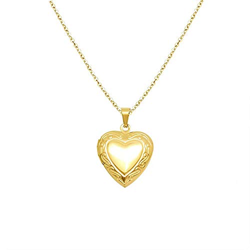 Women Girls Locket Necklace stainless steel 18K Gold Photo Lockets Statement Gift Heart Locket Necklace