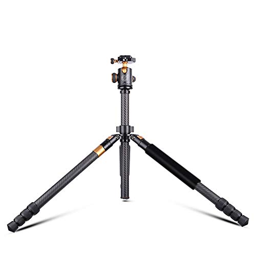 PQXOER Kamera Stativ Kamera tragbares Stativ Kohlefaser Stativ Kugelkopf und Ersatz 1/4"Schnellwechselplatte für die Reise für DSLR Canon Nikon Sony Kamera schwarz (Q968C) Dreibein-Stative – Bild 4