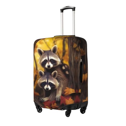 Cute Raccoon Travel Luggage Cover Fits 18/24/28/32 Inch Luggage, Washable Suitcase Cover Protector with Concealed Zipper for Wheeled Suitcase Tsa Approved2