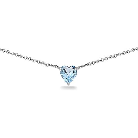 B. BRILLIANT Necklaces for Women Heart Necklace Silver 7mm Blue Topaz Heart 925 Sterling Short Choker for Bridesmaids Prom Cover