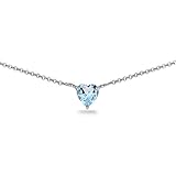 B. BRILLIANT Necklaces for Women Heart Necklace Silver 7mm Blue Topaz Heart 925 Sterling Short Choker for Bridesmaids Prom