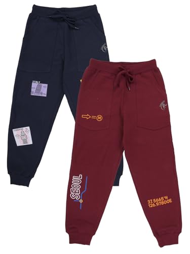 Image of KiddoPanti Boys Solid Fleece Track Pants | Cotton Poly Fleece Fabric | Ankle Length Bottom Rib | 2 Front Patch Pocket | Elastic Waist & Drawcord | Jogger Track Pants for Boys