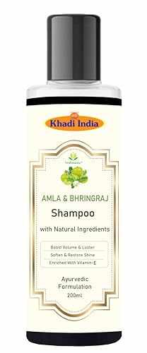 Image of Khadi 100% Pure & Natural Herbal Amla & Bhringraj Shampoo /Cleanser for Controlling Dandruff & Hair fall | Shampoo for Reducing Scalp Irritation