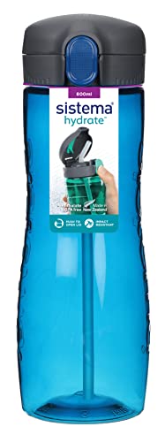 Sistema Hydrate Quick Flip Water Bottle | 800 ml | BPA Free Water Bottle with Straw | Assorted Colours