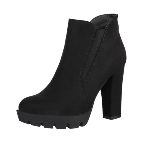 Elara Damen Stiefelette Ankle Boots Chunkyrayan EL800-Schwarz 37