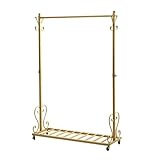 Rangement spacieux et polyvalent : D'une hauteur de 150 cm, ce portant à vêtements offre un espace de rangement généreux pour vestes, chemises, pulls, peignoirs, jupes et bien plus encore. Les crochets latéraux pratiques sont parfaits pour suspendre chapeaux, ceintures et sacs, tandis que l'étagère inférieure offre un espace supplémentaire pour les chaussures et les boîtes de rangement, vous permettant de tout garder en ordre et à portée de main.